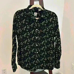 Levi Strauss Red Tab Women’s Floral/Black Corduroy Long Sleeve Button Up Sz L